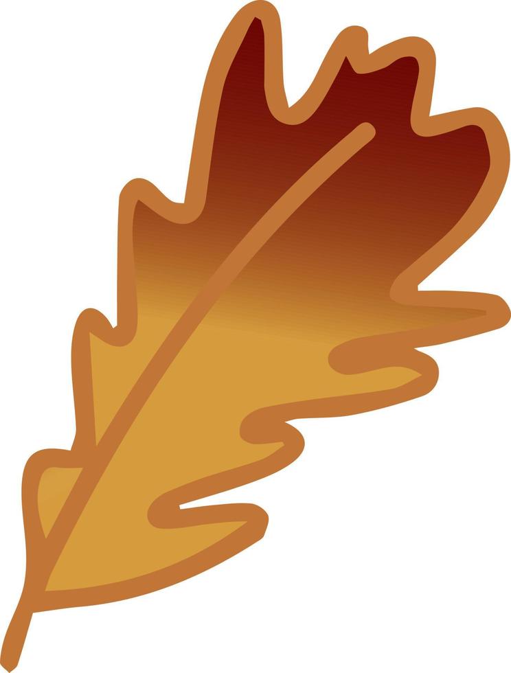 yellowed fallen oak leaf cute hand drawn seasonal autumn vector illustration