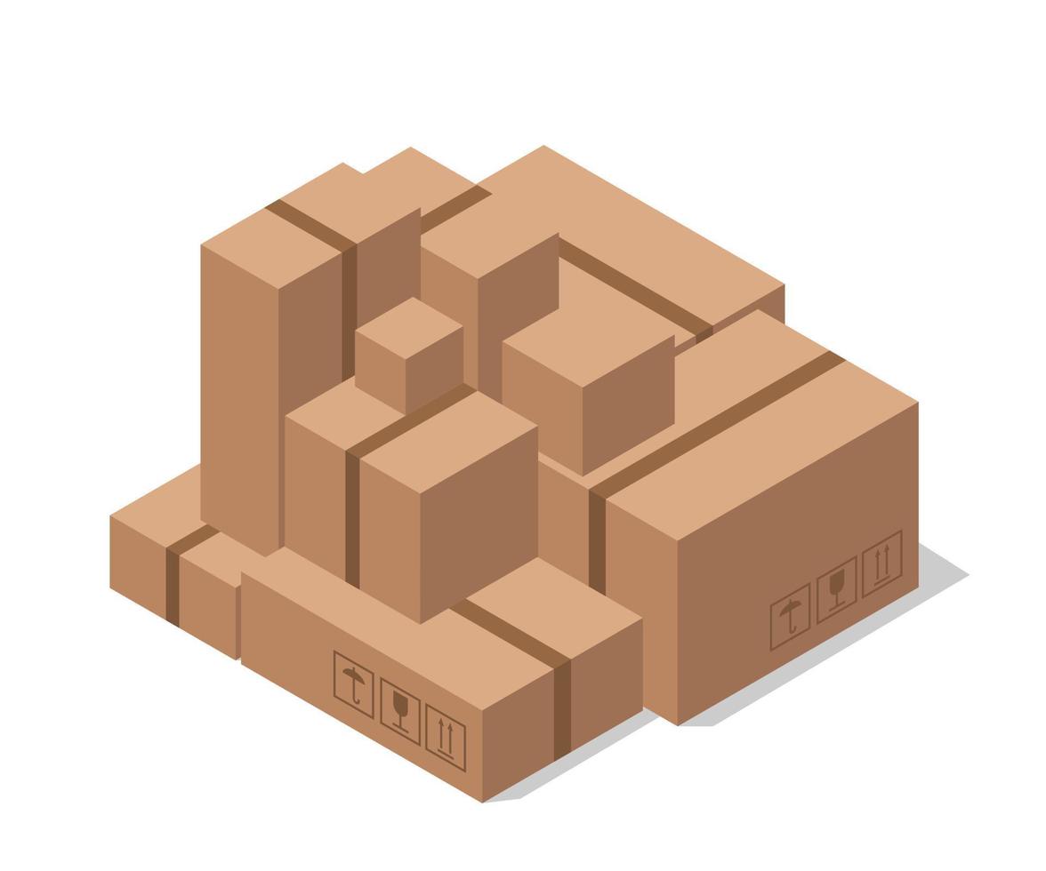 cajas de cartón de almacén. entrega de mercancías ilustración vectorial. vector
