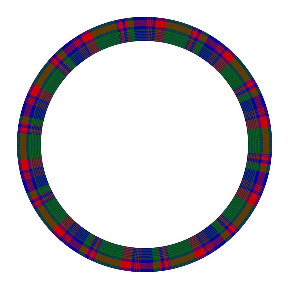 Round frame vector vintage pattern design template. Circle border designs plaid fabric texture. Scottish tartan background for collage art, gif card, handmade crafts.