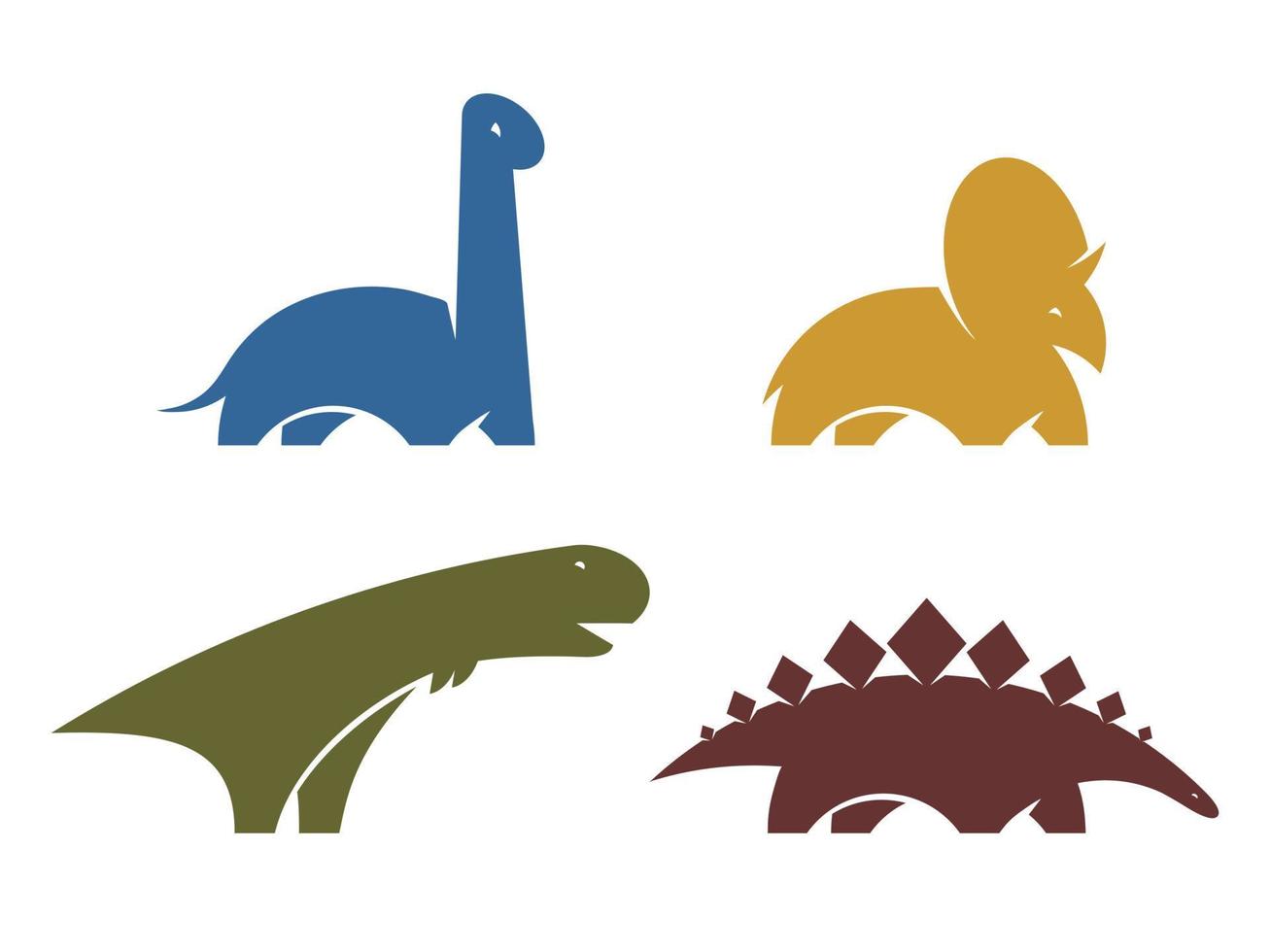 establecer el elemento de diseño del logotipo del vector de dinosaurio. mundo del parque jurásico. silueta de dinosaurios de colección aislada sobre fondo blanco. plantilla de sitio web de iconos de dino.