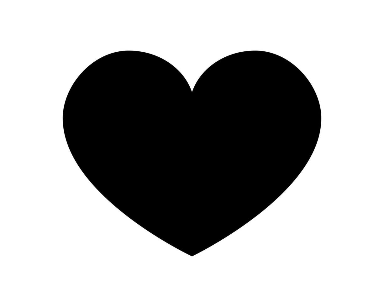 Love heart vector icon black silhouette isolated on white background.