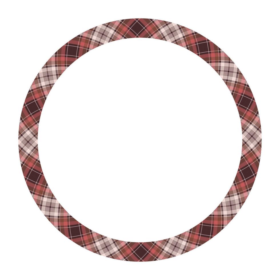 Circle borders and frames vector. Round border pattern geometric vintage frame design. Scottish tartan plaid fabric texture. Template for gift card, collage, scrapbook or photo album and portrait. vector