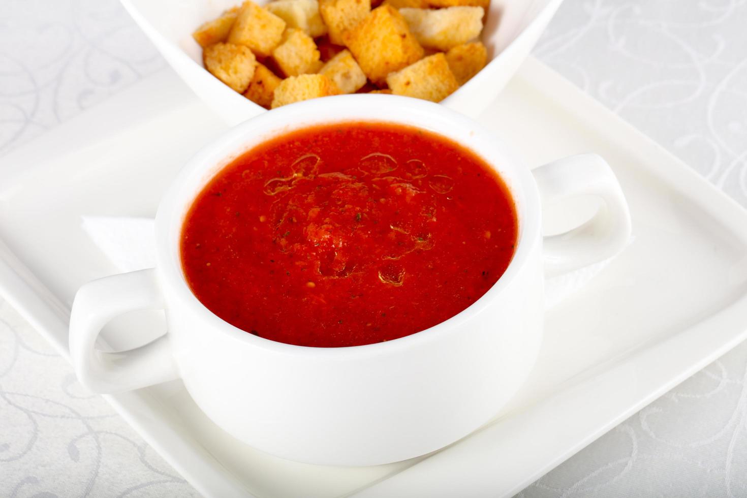 Gazpacho soup dish view 12881170 Stock Photo at Vecteezy