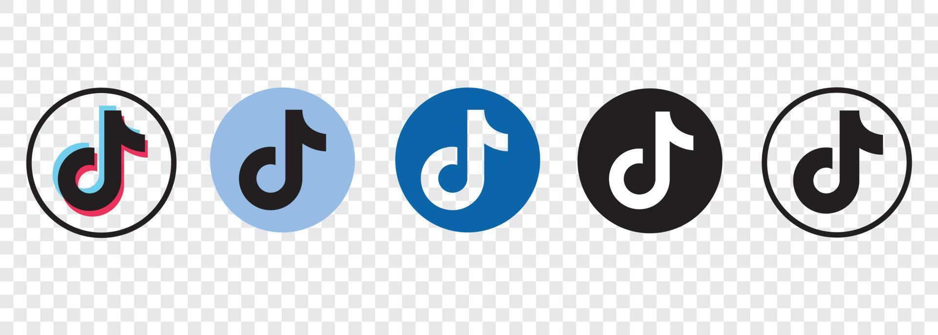 Tik tok mobile app solid logo in circle collection. Tiktok logotype