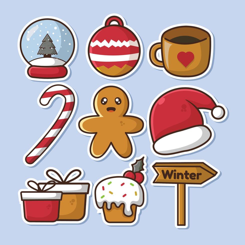 christmas elements collection set vector hand draw style