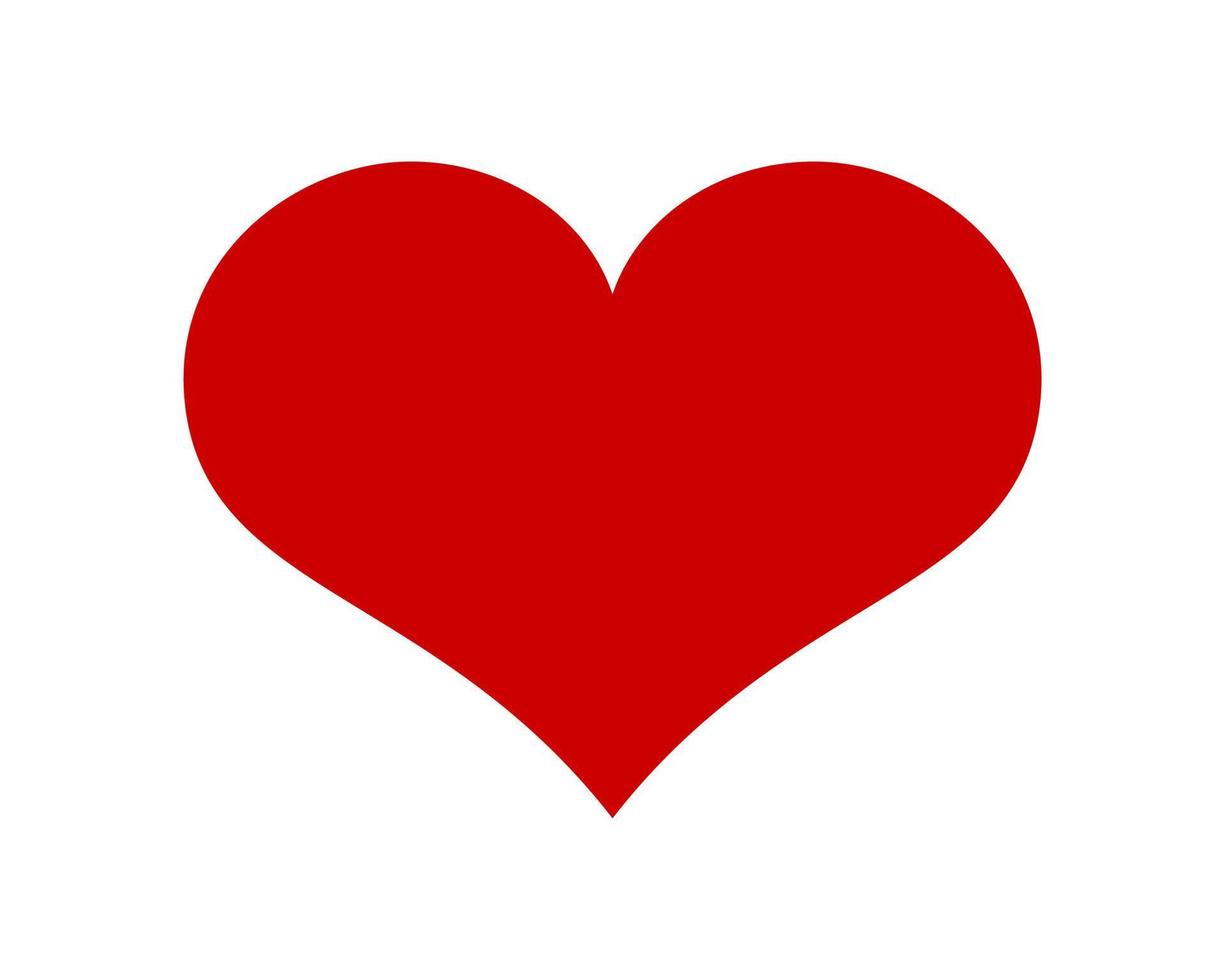 Red shape love heart icon vector isolated on white background.