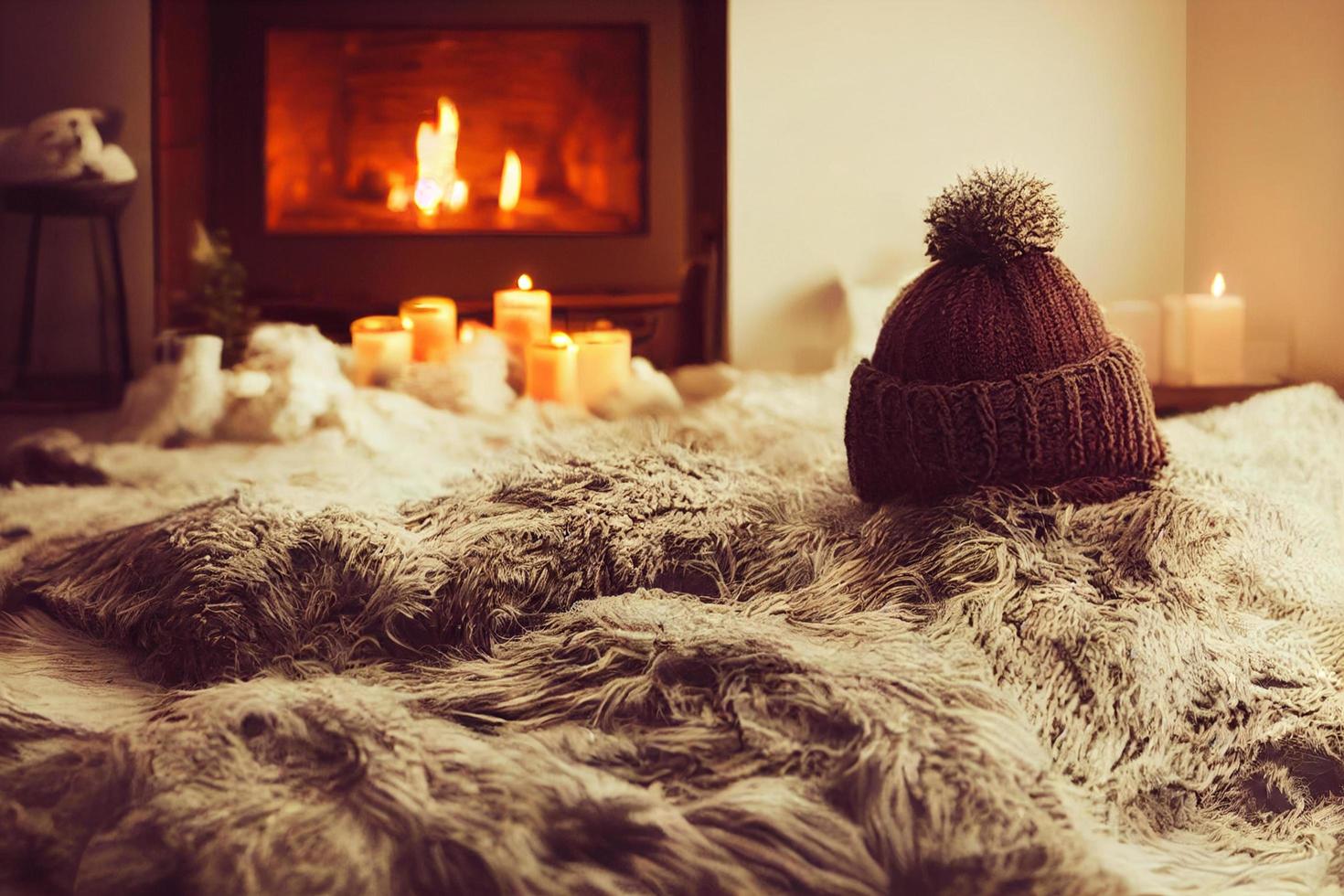 Hygge related imagery of a room with burning candles and a sweeter cozy warmth relaxation beautiful icecap photo