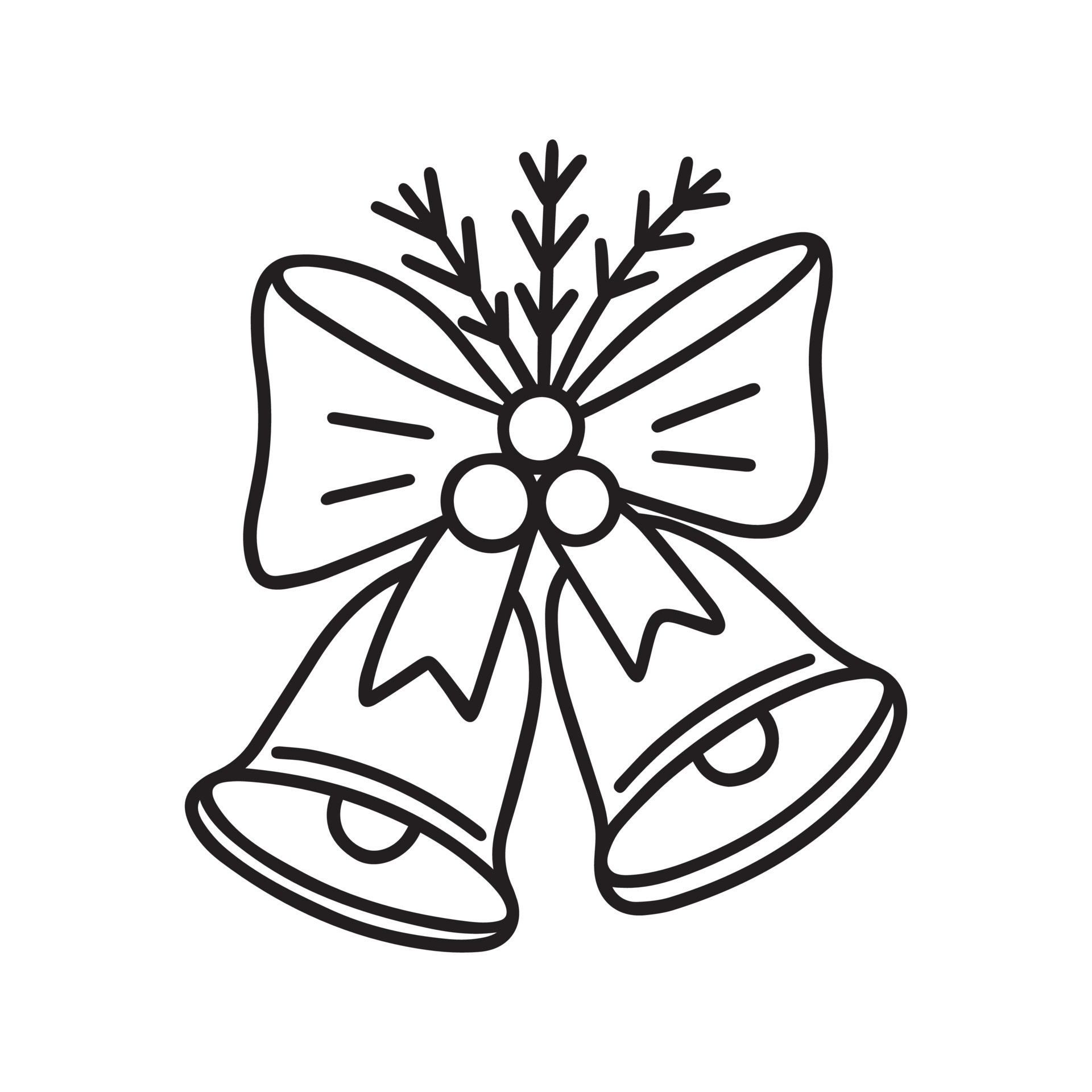 Hand drawn Christmas bells doodle icon. Vector illustration isolated on