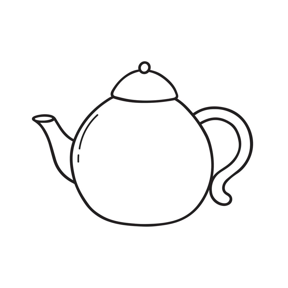 Hand drawn teapot doodle. Tea time in sketch style. Vector illustration isolated on white background
