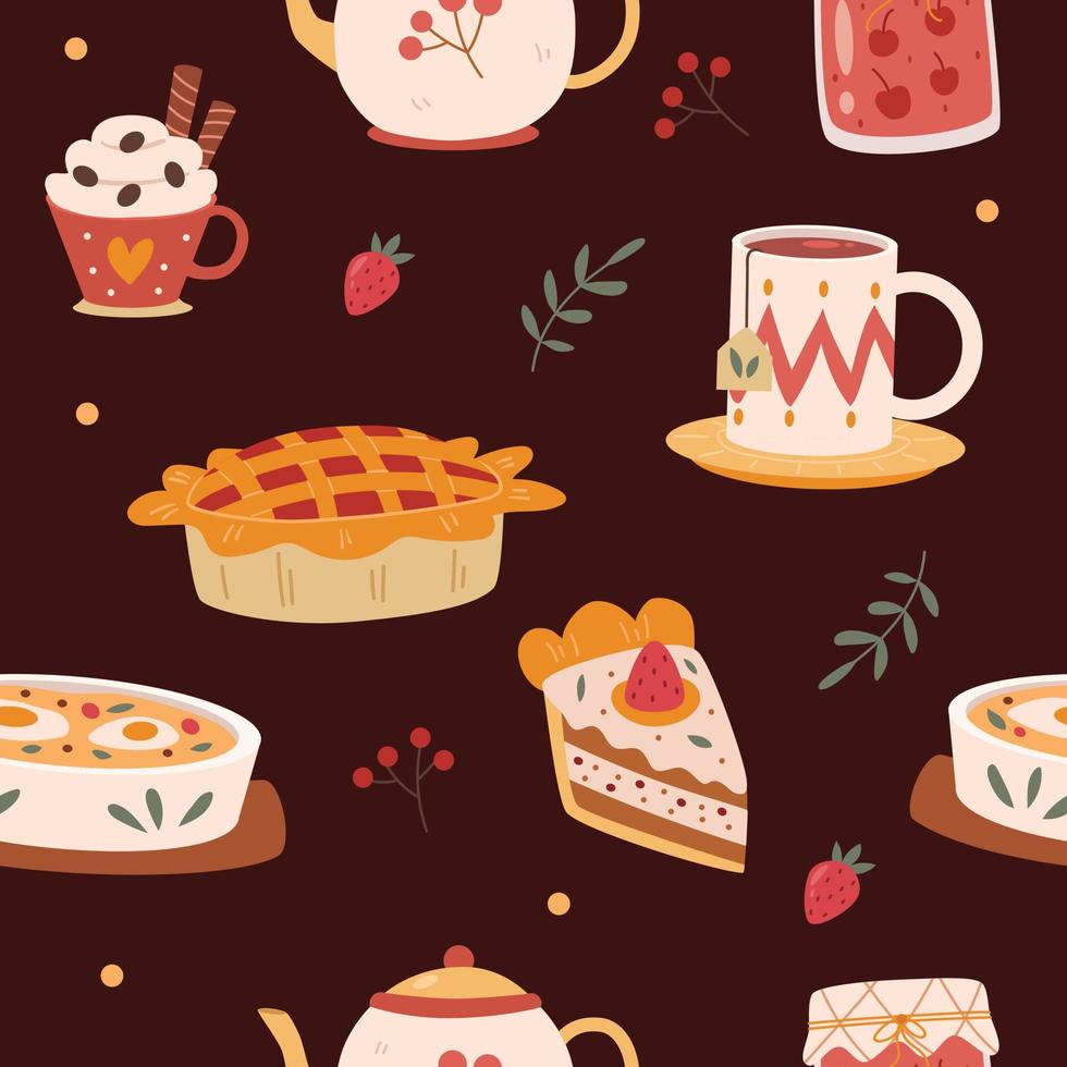 Cute winter food seamless pattern vector