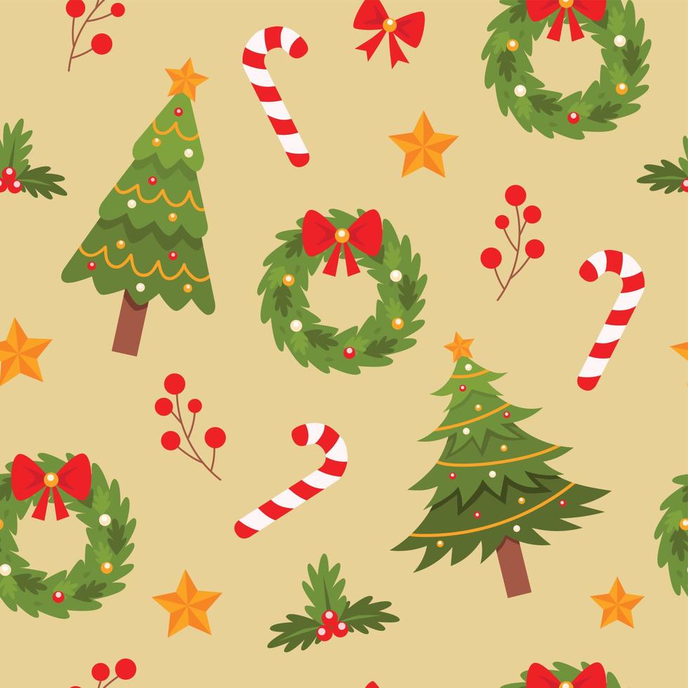 Green christmas tree seamless pattern vector