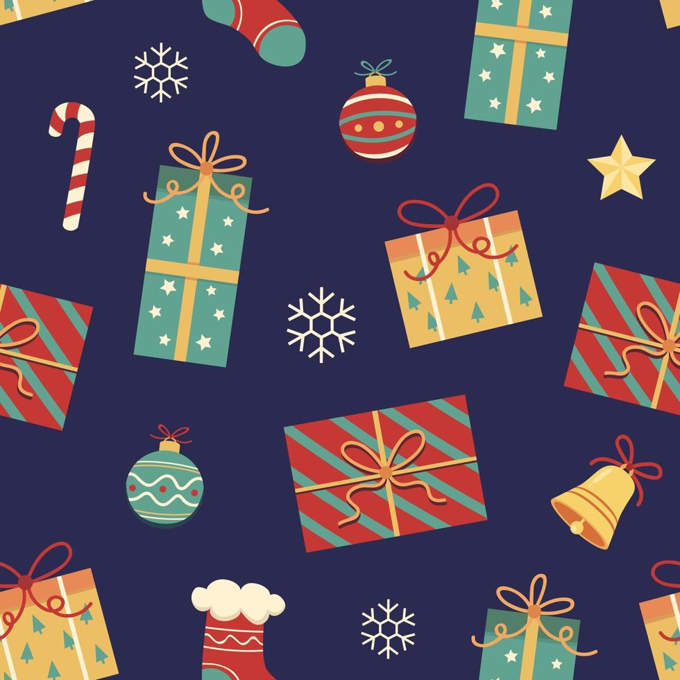 Christmas presents cute seamless pattern vector