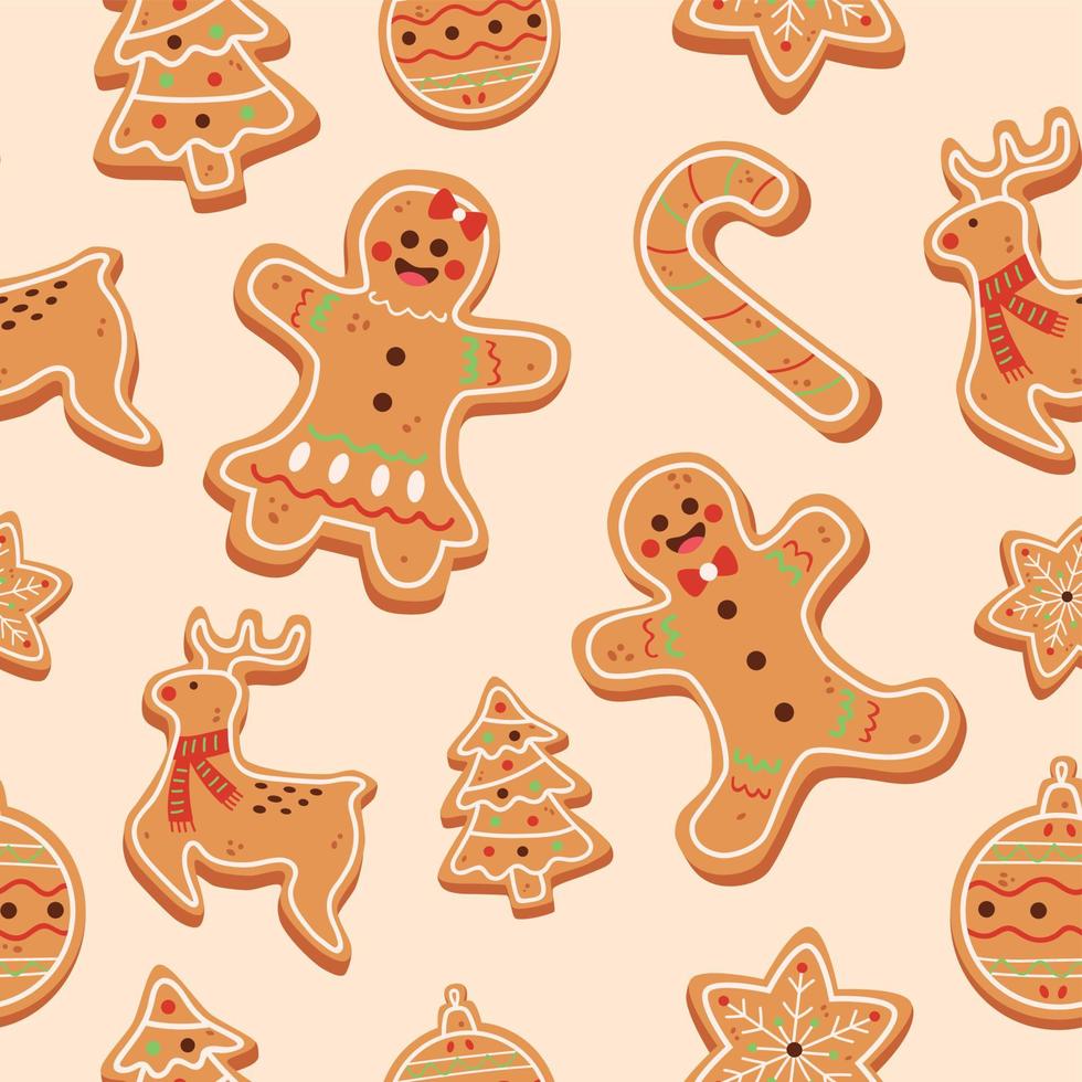 Gingerbread cute seamless pattern vector