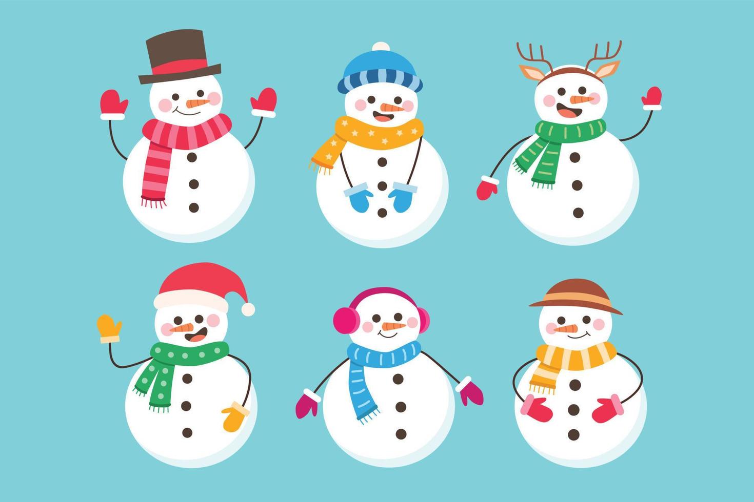 Set of cute snowman character vector