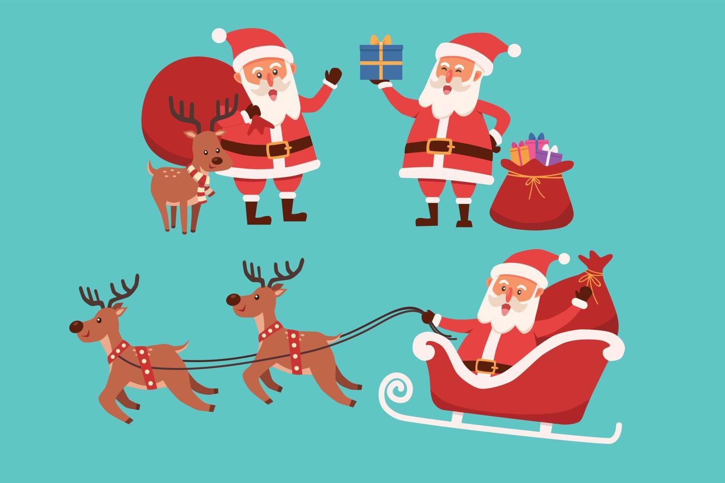 Christmas santa claus character set vector