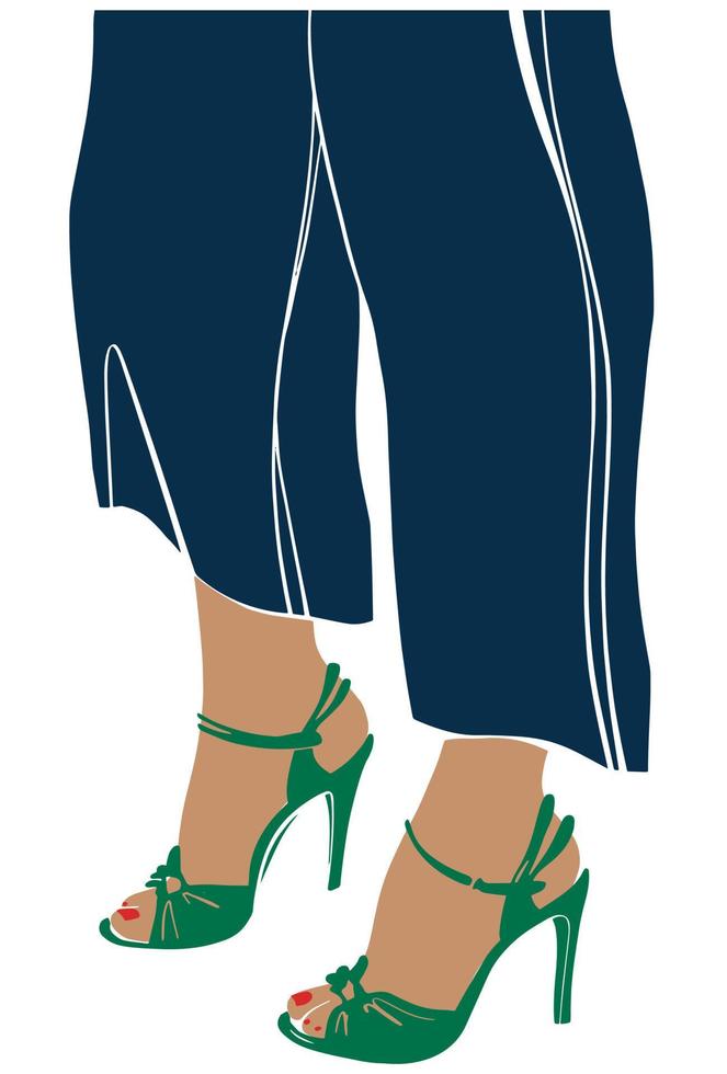 piernas de mujer en sandalias de moda con tacones vector