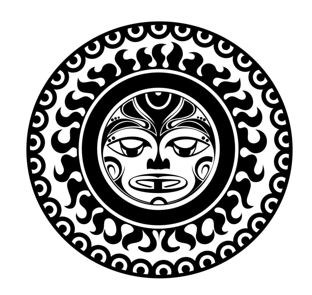 Polynesian tattoo design mask.  Native ornament, isolated on white, vector illustration