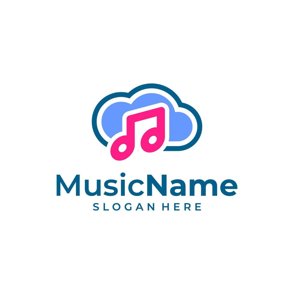 Music Cloud Logo Vector Icon Illustration. Music logo design template