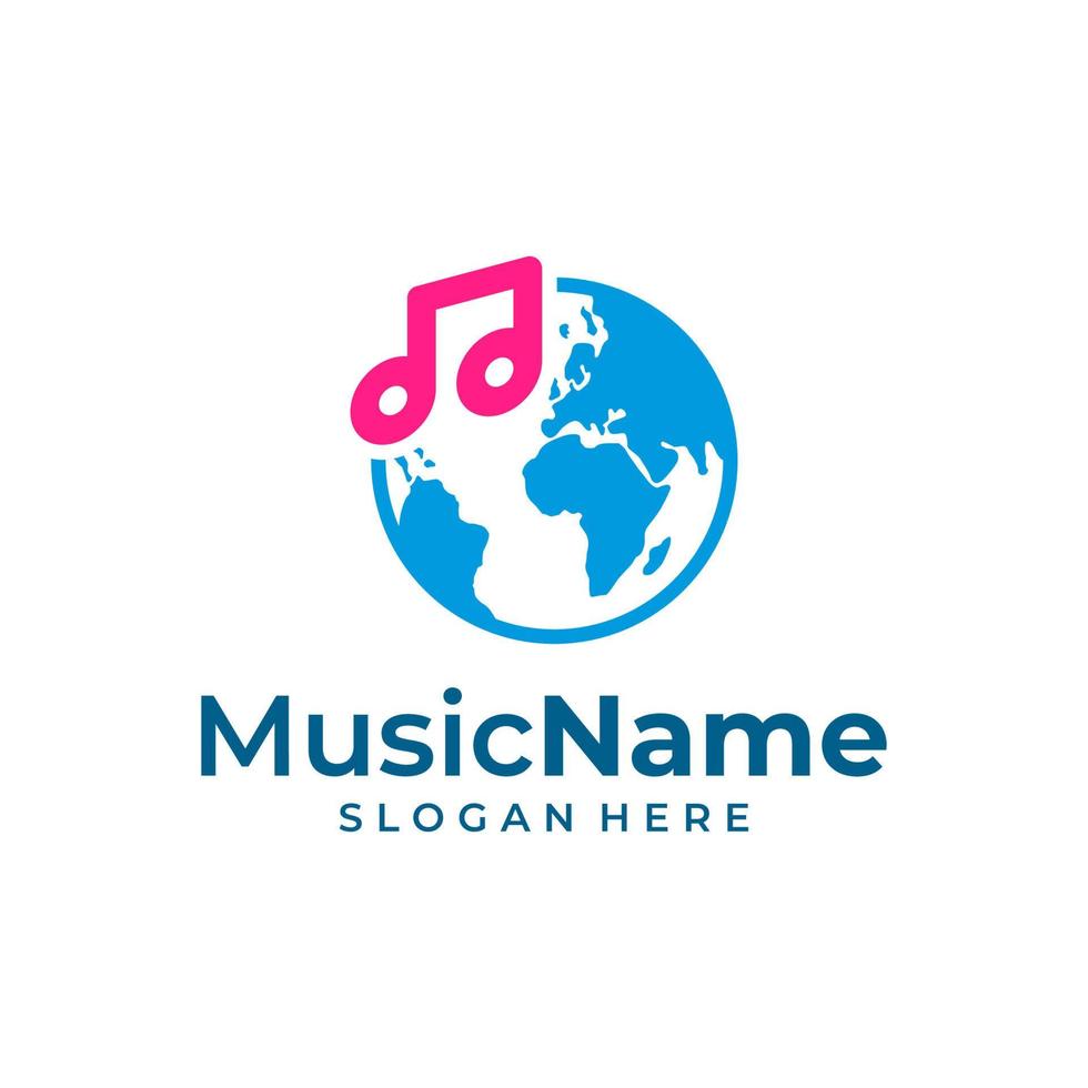 World Music Logo Template Design Vector, Emblem, Design Concept, Creative Symbol, Icon vector