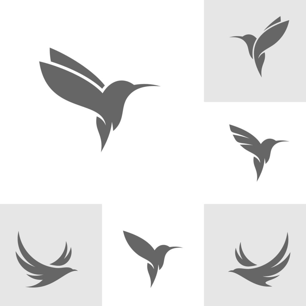 conjunto de plantilla de vector de diseño de logotipo de colibrí, logotipo de pájaro para negocios modernos, diseño minimalista y limpio simple