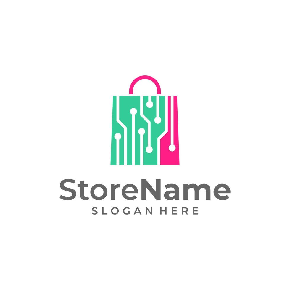 Smart shop tech logo vector icon illustration. Tech Shop logo design concept template