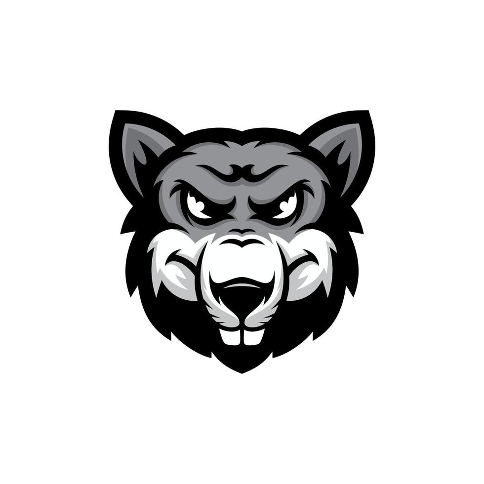 Rat head mascot esport logo template, Rat logo design vector
