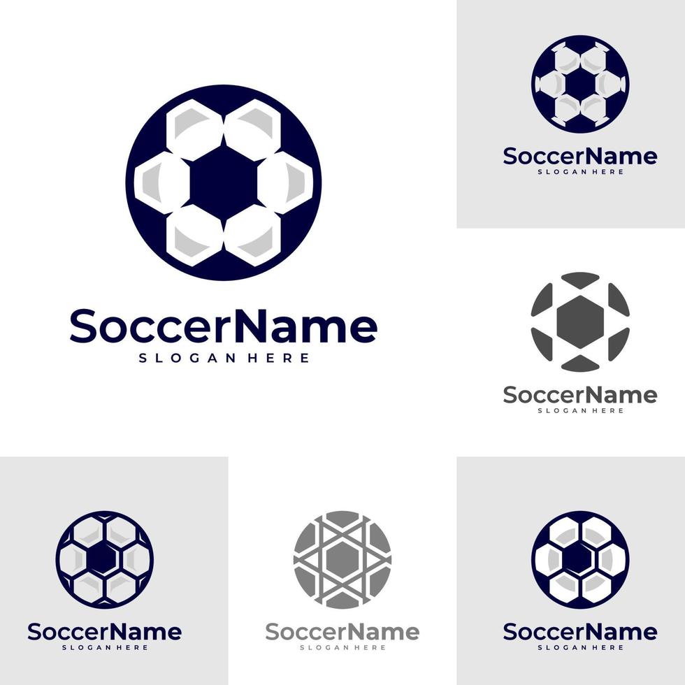 conjunto de plantilla de logotipo de fútbol moderno, vector de diseño de logotipo de fútbol