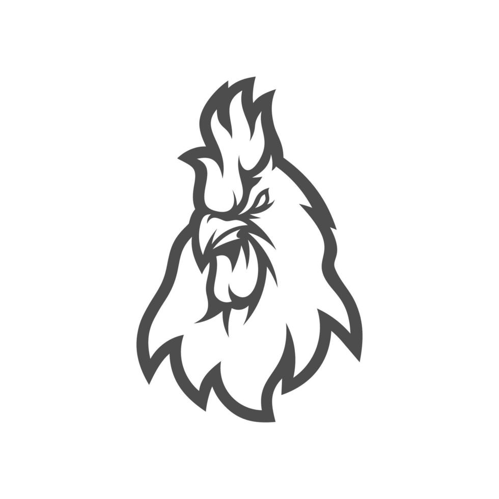 plantilla de logotipo de esport deportivo de mascota de cabeza de gallo de pollo vector