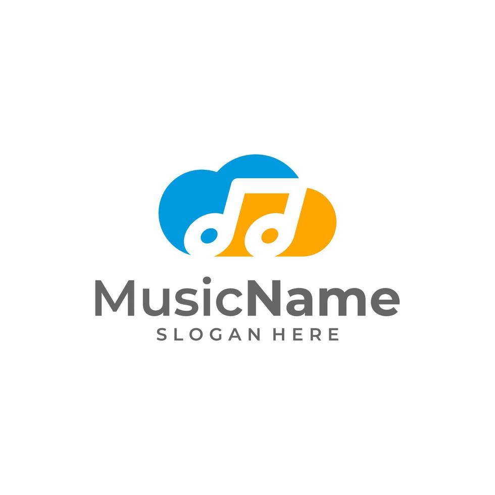 Ilustración de icono de vector de logotipo de nube de música. plantilla de diseño de logotipo de música