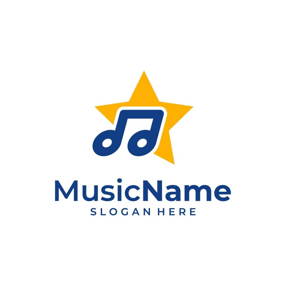 plantilla de ilustración de logotipo de música estrella. vector de concepto de diseño de logotipo de nota musical