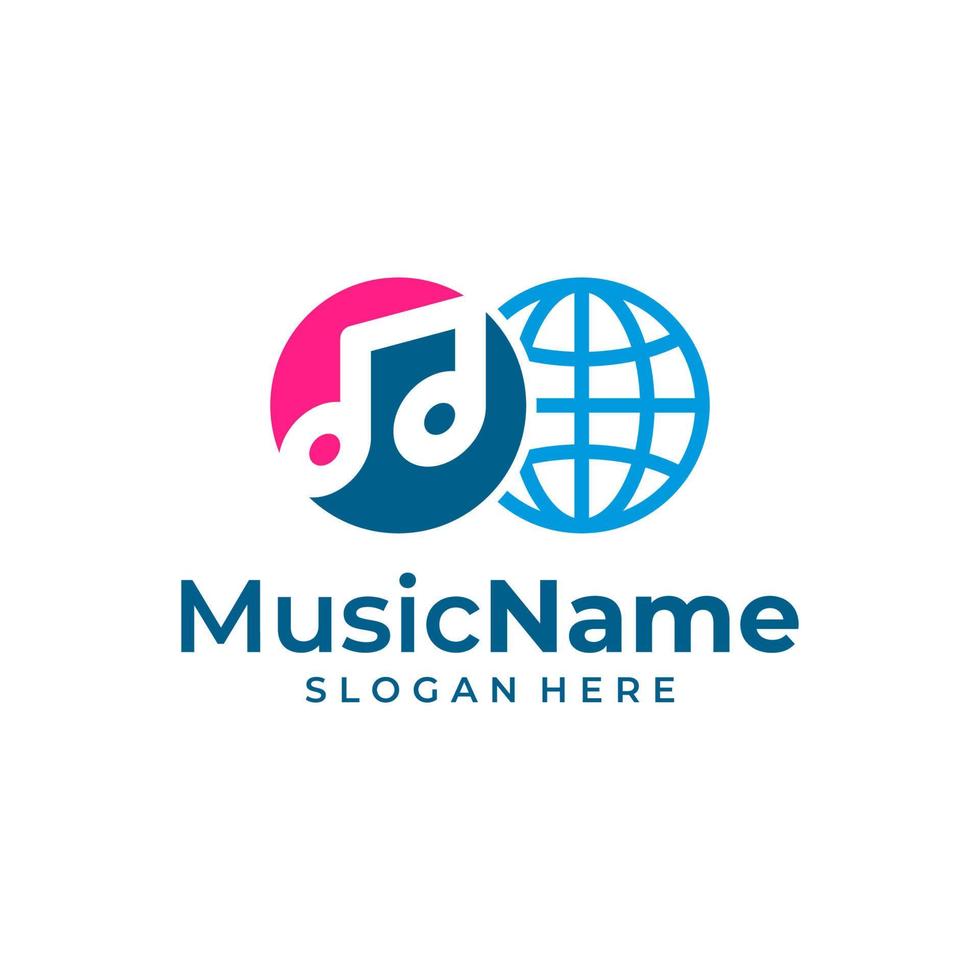 World Music Logo Template Design Vector, Emblem, Design Concept, Creative Symbol, Icon vector