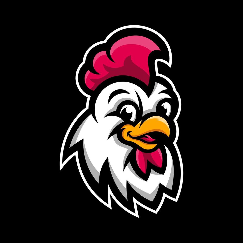 plantilla de logotipo de esport deportivo de mascota de cabeza de gallo de pollo vector