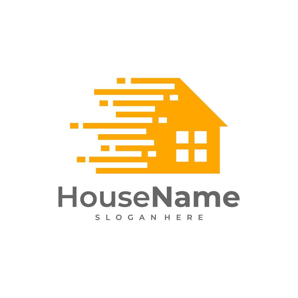 Fast House logo designs concept vector. Tech Home logo template vector