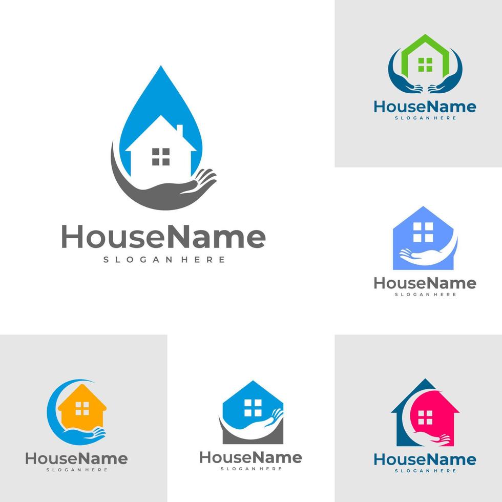 Set of House Care logo designs concept vector. Medical Home logo template vector