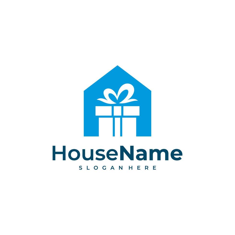 Gift House logo design template. Gift logo concept vector. vector