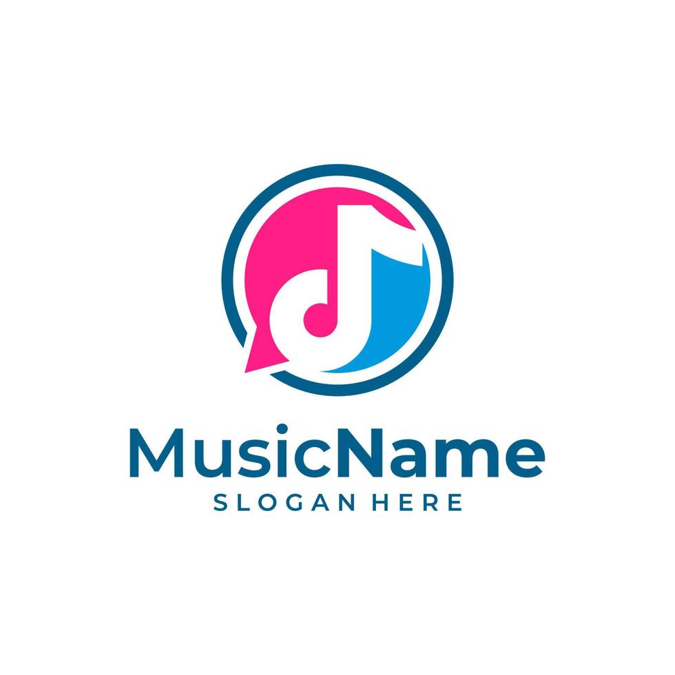 ilustración de icono de vector de logotipo de conversación de música. plantilla de diseño de logotipo de música de chat