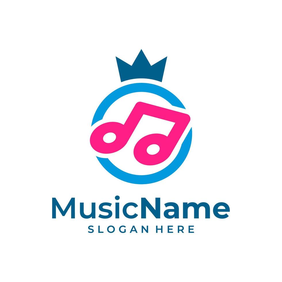 Vector de diseño de plantilla de logotipo de música King, emblema, concepto de diseño, símbolo creativo, icono