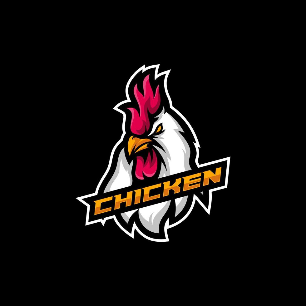 chicken rooster head mascot sport esport logo template vector