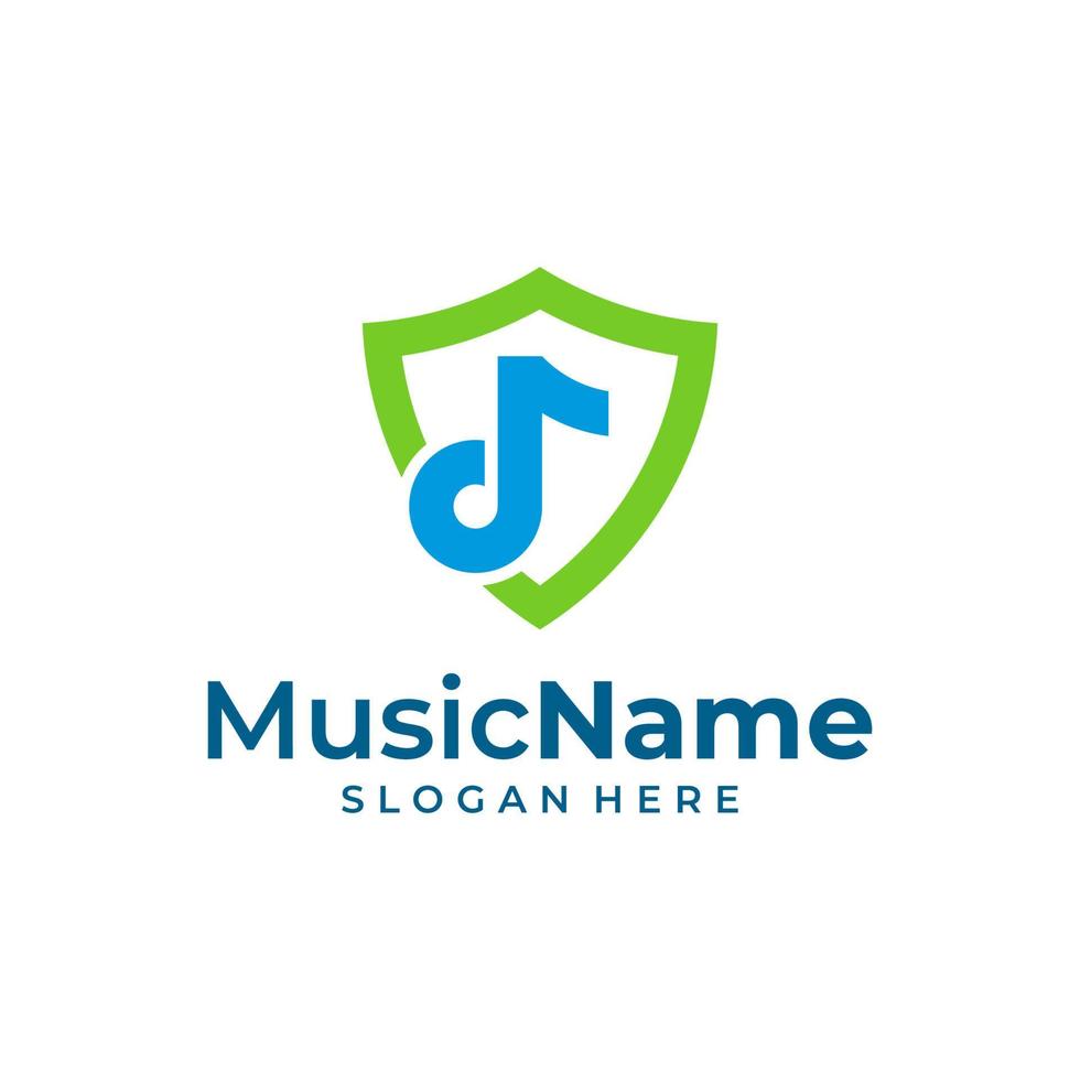 Shield Music Logo Vector Icon Illustration. Music logo design template