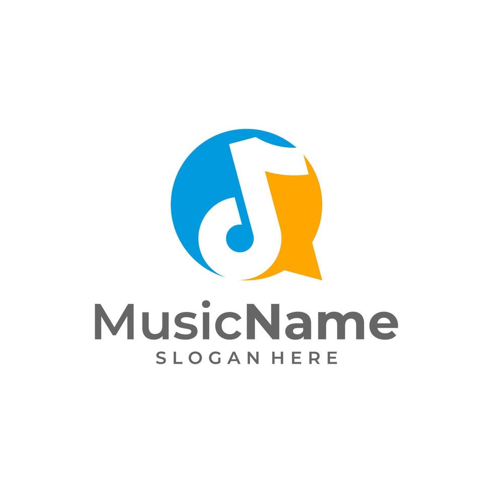 Music Talk Logo Vector Icon Illustration. Chat Music logo design template