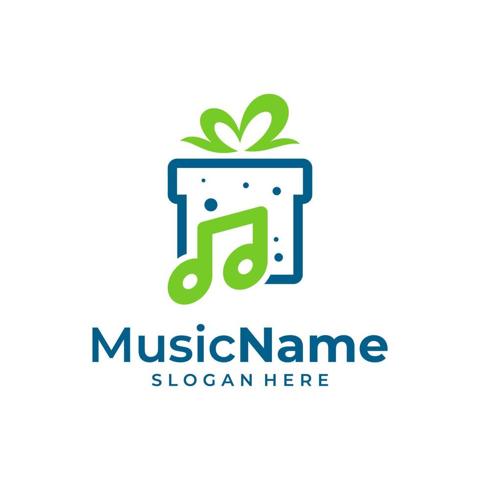 regalo música logo vector icono ilustración. plantilla de diseño de logotipo de música