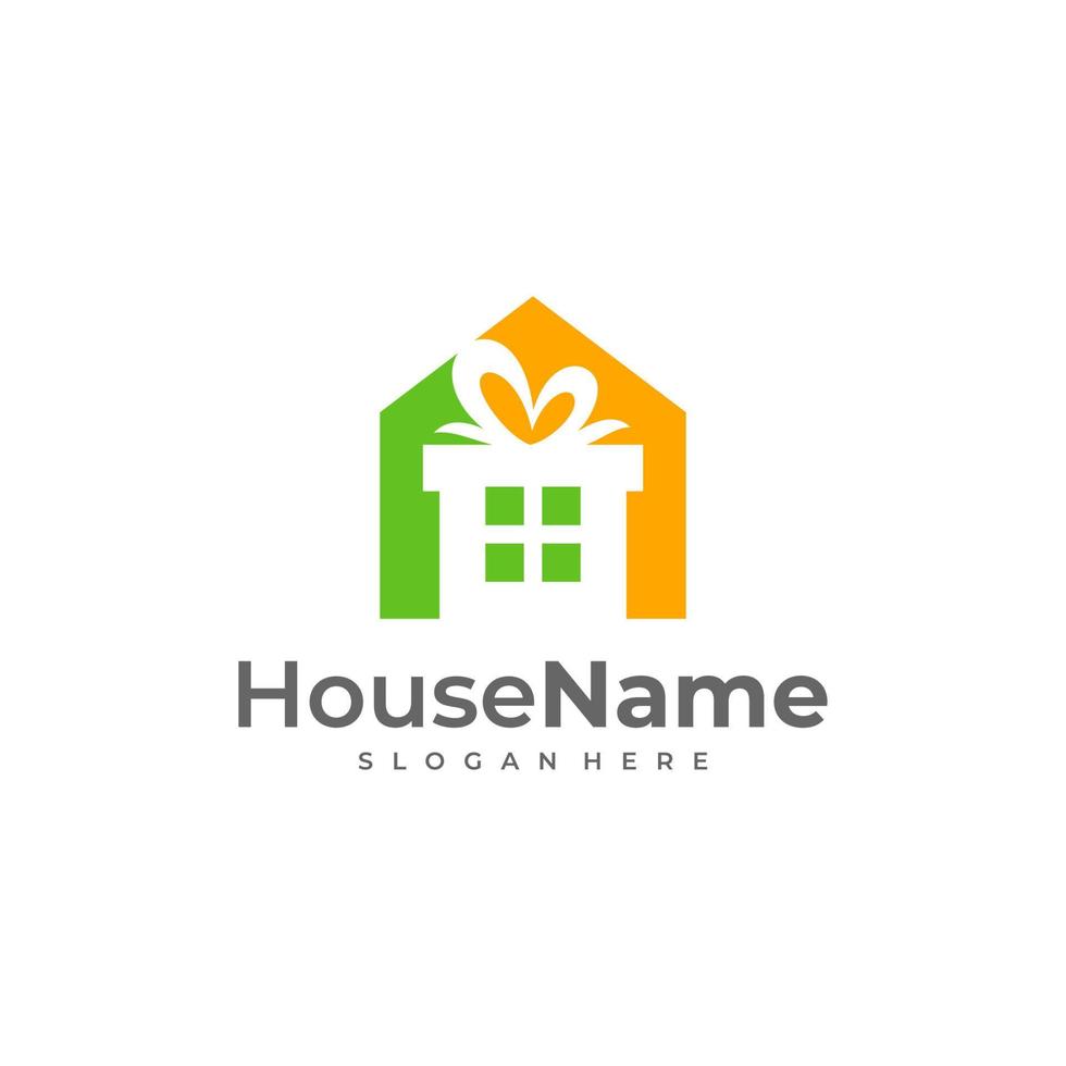 Gift House logo design template. Gift logo concept vector. vector