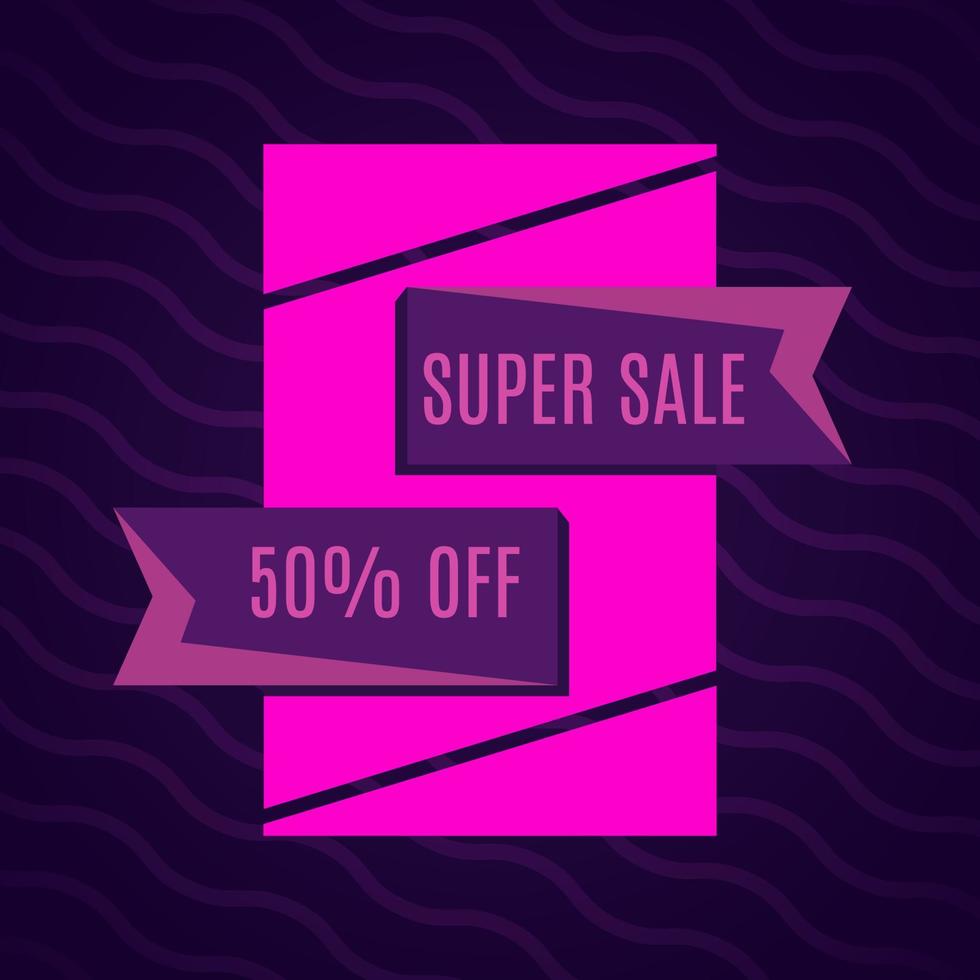 banners de super venta rosa sobre fondo rosa oscuro. Fondo de vector con elementos de diseño colorido. ilustración vectorial