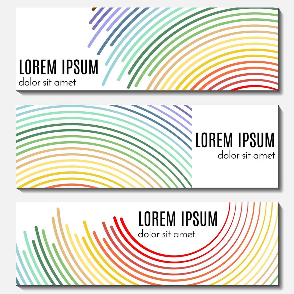 Set of colorful abstract header banners with curved lines and place for text. Vector backgrounds for web design.
