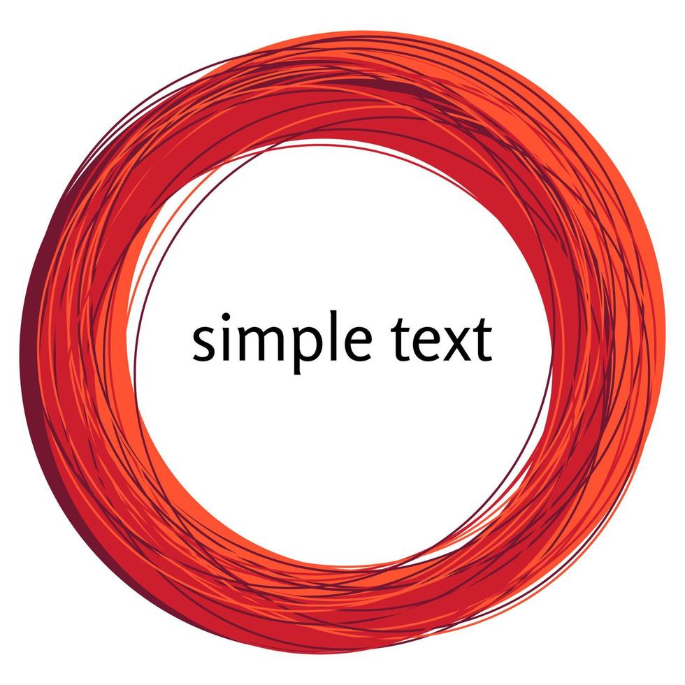Vector abstract red swirl shape isolated on white background. Rainbow abstract circle frame