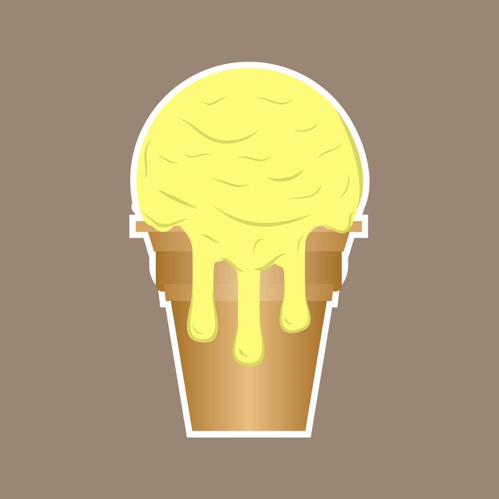 Vector illustration of ice cream. Waffle cup with ice cream ball.