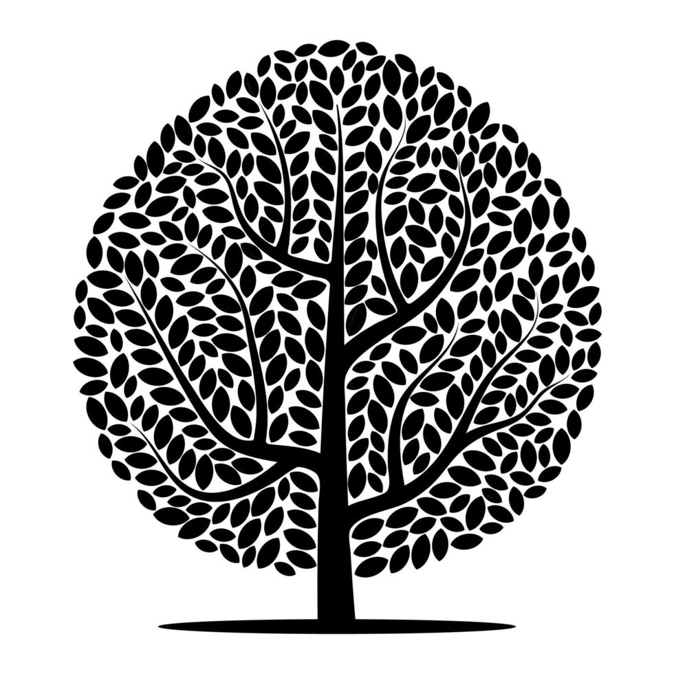 silueta vectorial de un árbol aislado en un fondo blanco vector