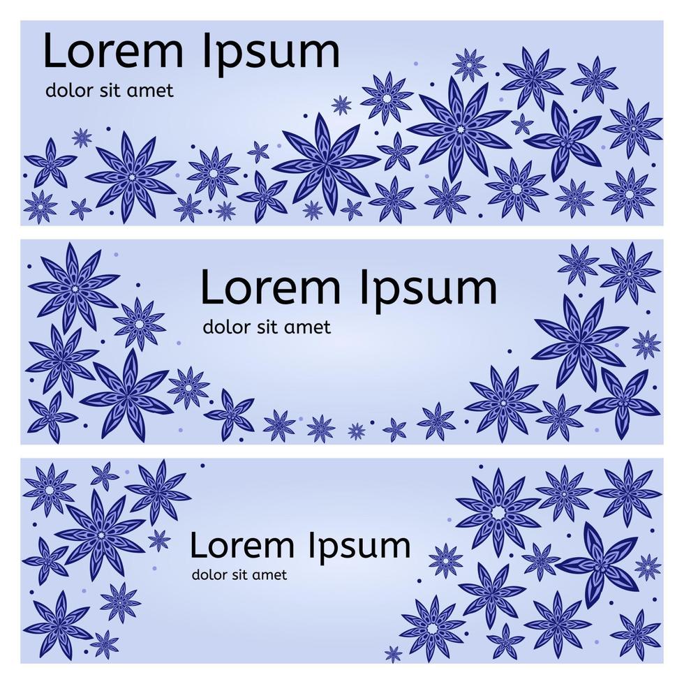 Blue banners with flowers vector