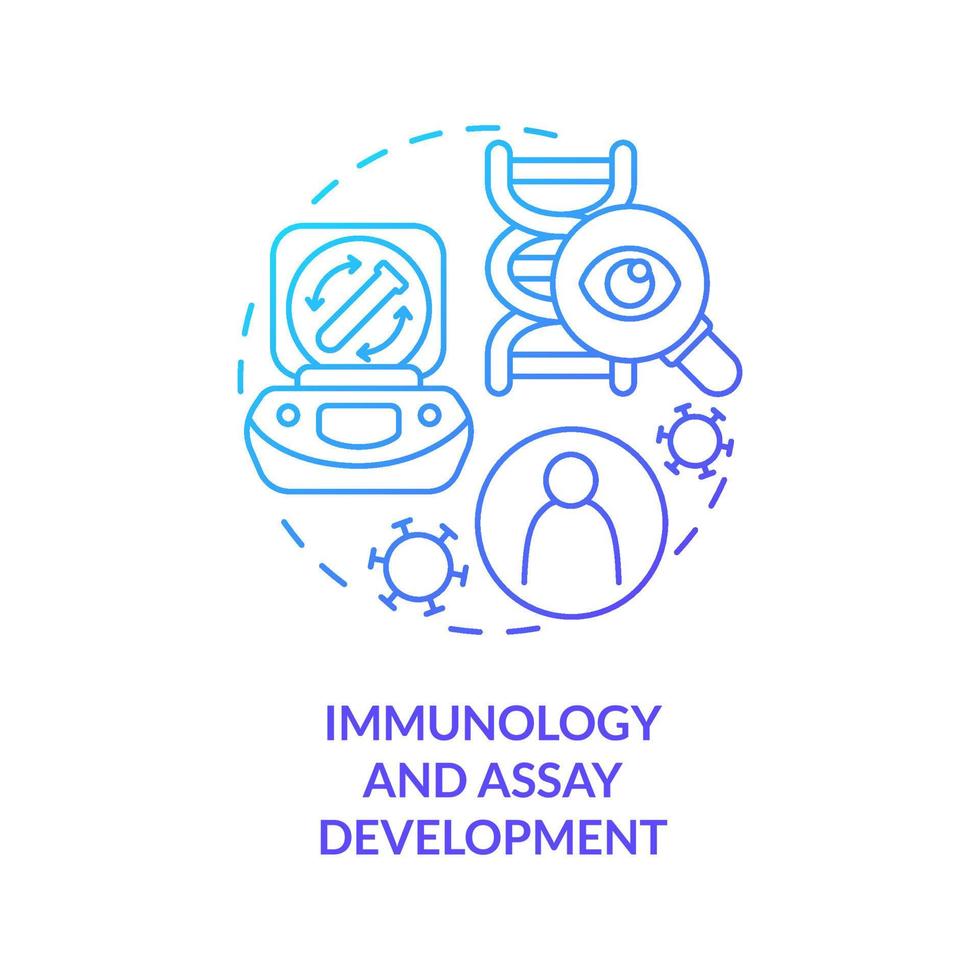 Immunology and assay development blue gradient concept icon. Pandemic preclinical research abstract idea thin line illustration. Isolated outline drawing vector