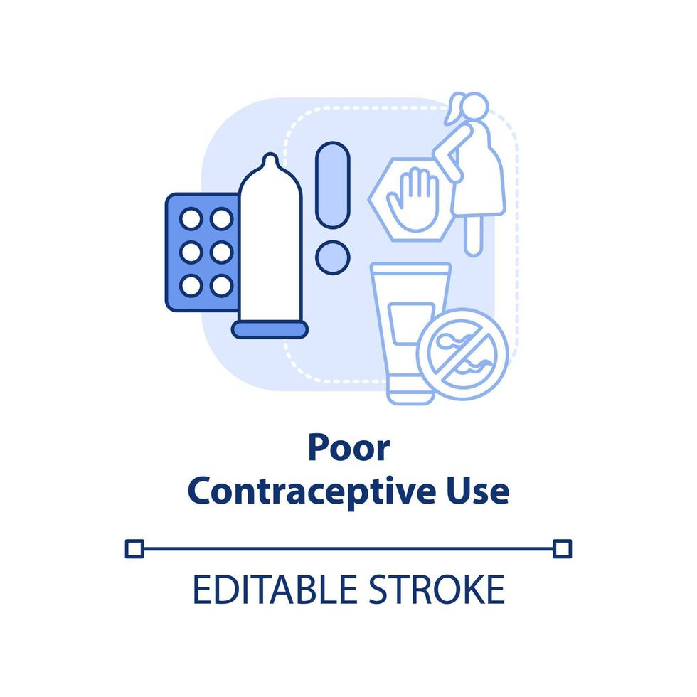 Poor contraceptive use light blue concept icon. Unplanned pregnancies. Overpopulation abstract idea thin line illustration. Isolated outline drawing. Editable stroke. vector